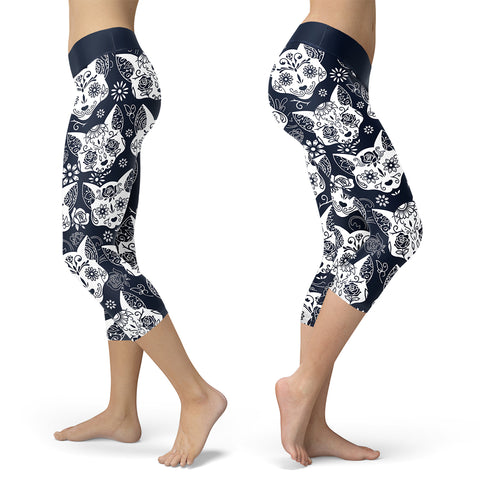 Sugar Skull Cats Capris