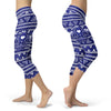 White and Blue Native Bird Pattern Capris
