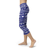 White and Blue Native Bird Pattern Capris