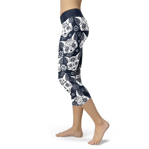 Sugar Skull Cats Capris