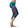 Blue and Red Sugar Skull Capris