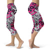 Pink and White Sugar Skull Capris