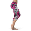 Pink and White Sugar Skull Capris