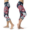 Red and Navy Sugar Skull Capris