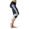 Blue and White Sugar Skull Guitar Capris