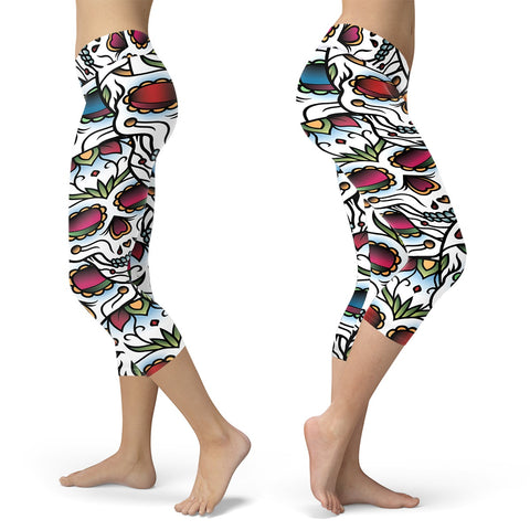 Colorful Sugar Skull Capris