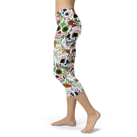 Really Colorful Sugar Skull Capris