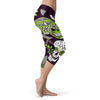 Light Green and Purple Sugar Skull Capris