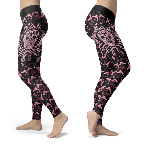 Pink Gun and Skull Leggings