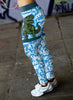 T-Rex Surfing With Surf Text Leggings