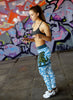 T-Rex Surfing With Surf Text Leggings