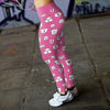 Cute Cat Faces Pink Leggings