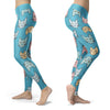 Cute Cat Faces Light Blue Leggings