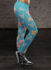 Cute Cat Faces Light Blue Leggings