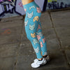 Cute Cat Faces Light Blue Leggings
