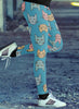 Cute Cat Faces Light Blue Leggings
