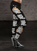 Cat Emoji Faces Black Orange Leggings