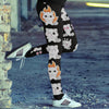 Cat Emoji Faces Black Orange Leggings