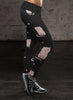 Cute Cat and Fish Bones Black Leggings