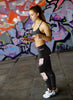 Cute Cat and Fish Bones Black Leggings