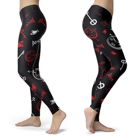 Alice and Clocks Black Leggings