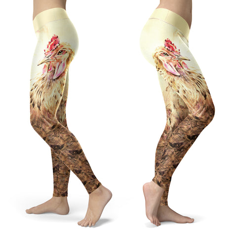 Rustic Farm Chicken Leggings