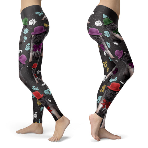 Pug Puppy with Paws Leggings